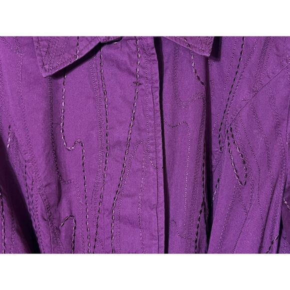 Coldwater Creek Plum Embroidered Belted Jacket 8 Cottagecore Boho Prep Fall - Picture 7 of 9